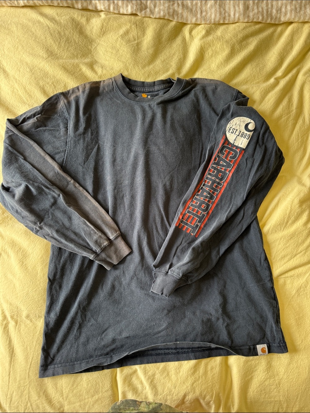 Vintage Carhartt Black Long-Sleeve Crewneck with Red Sleeve Logo